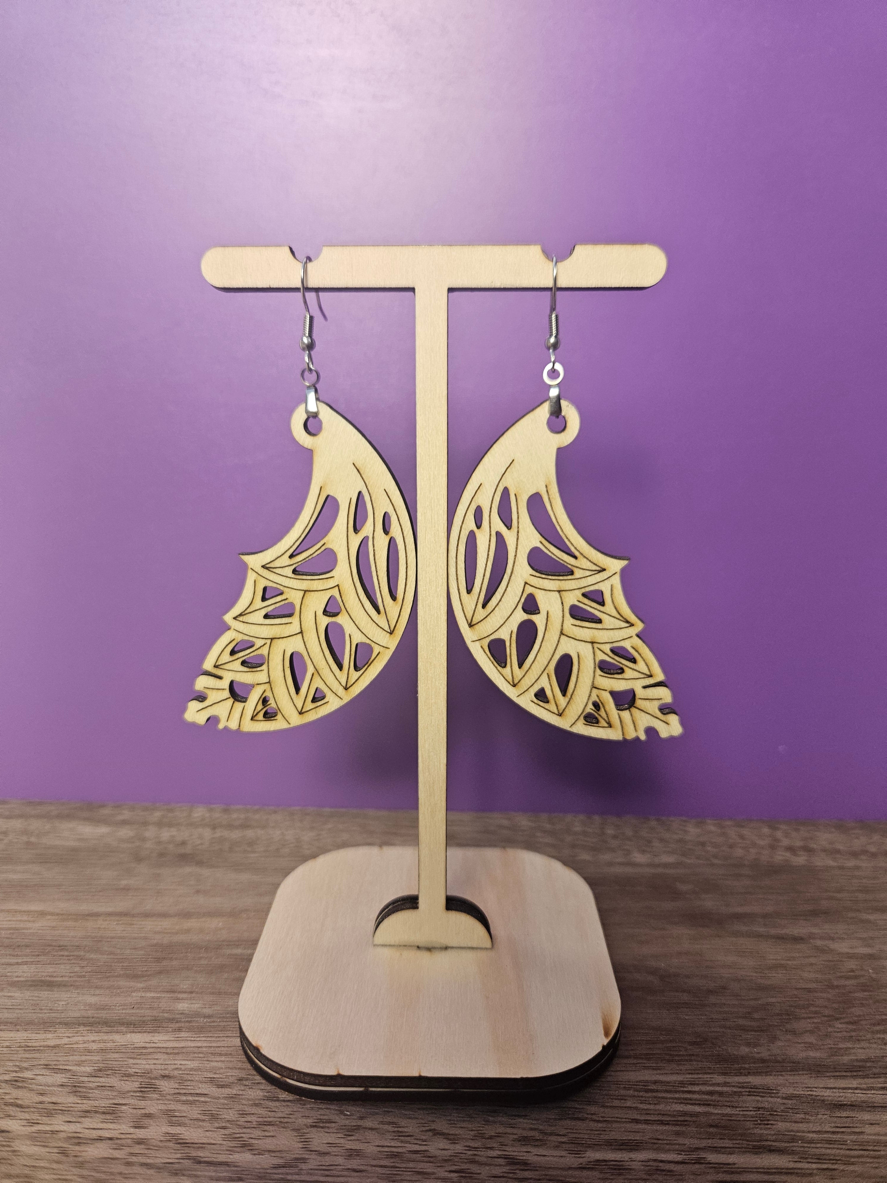 Wooden Wing Earrings