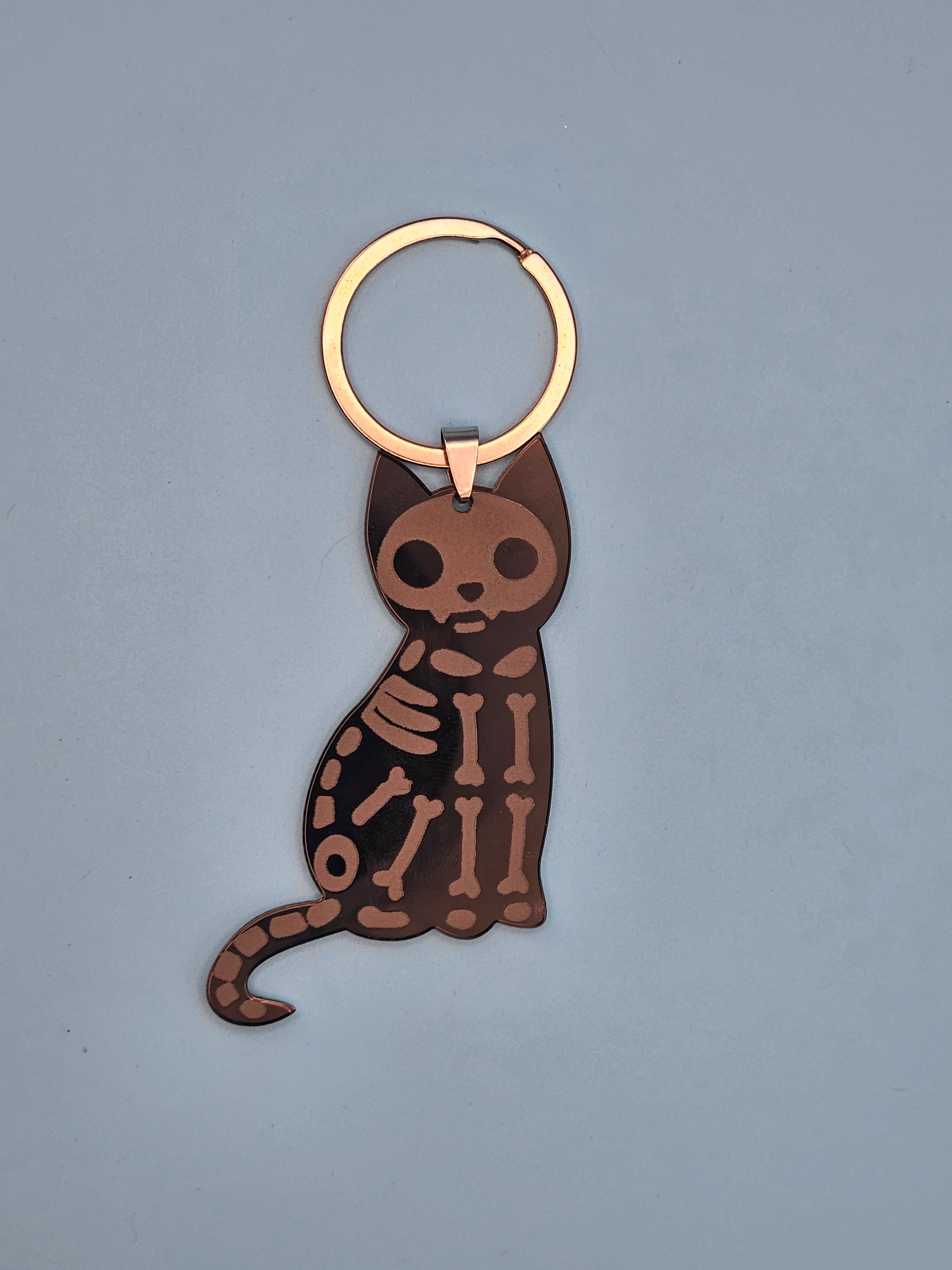 Acrylic Skelton Cat Keychain